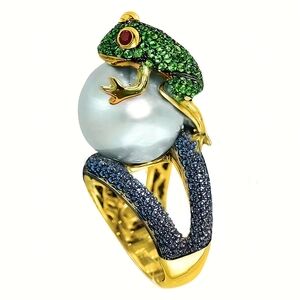 CZ Frog Ring In 14k Gold Overlay Size 7 🆕